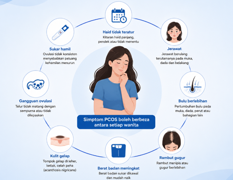 Simptom dan manifestasi klinikal utama PCOS
