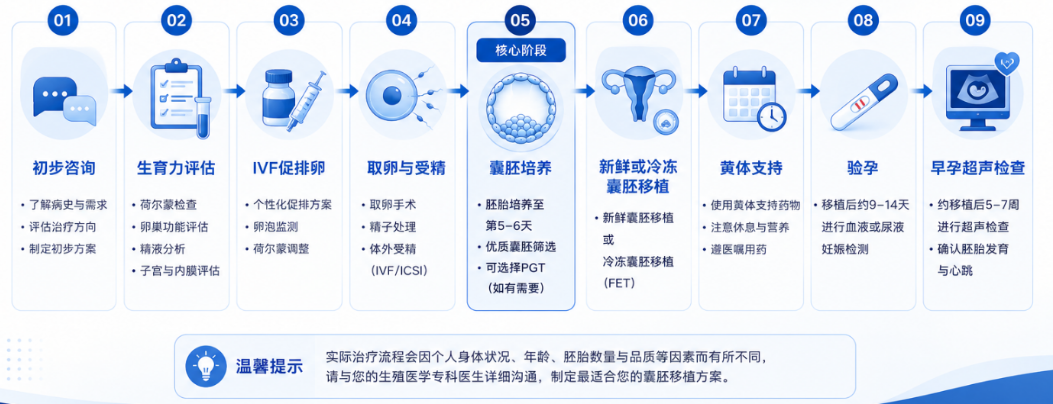 囊胚移植治疗流程示意图 - Metro IVF